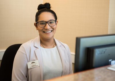 Office admin at front desk